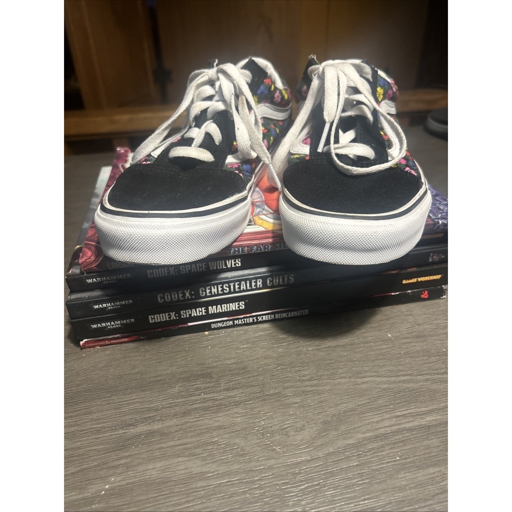 Vans 9 Women's Old Skool Pressed Floral Low Top Black. Very Cute And Clean - Picture 6 of 11